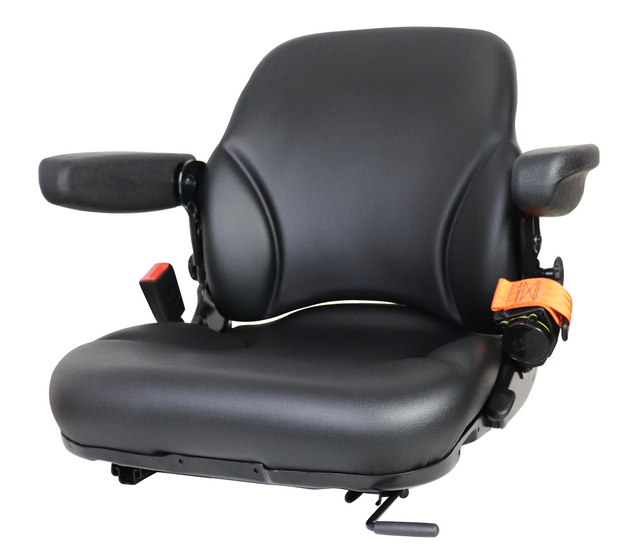 Forklift Replacement Seat w/Armrests & mechanical Suspension - Fits Various Models -Black Vinyl