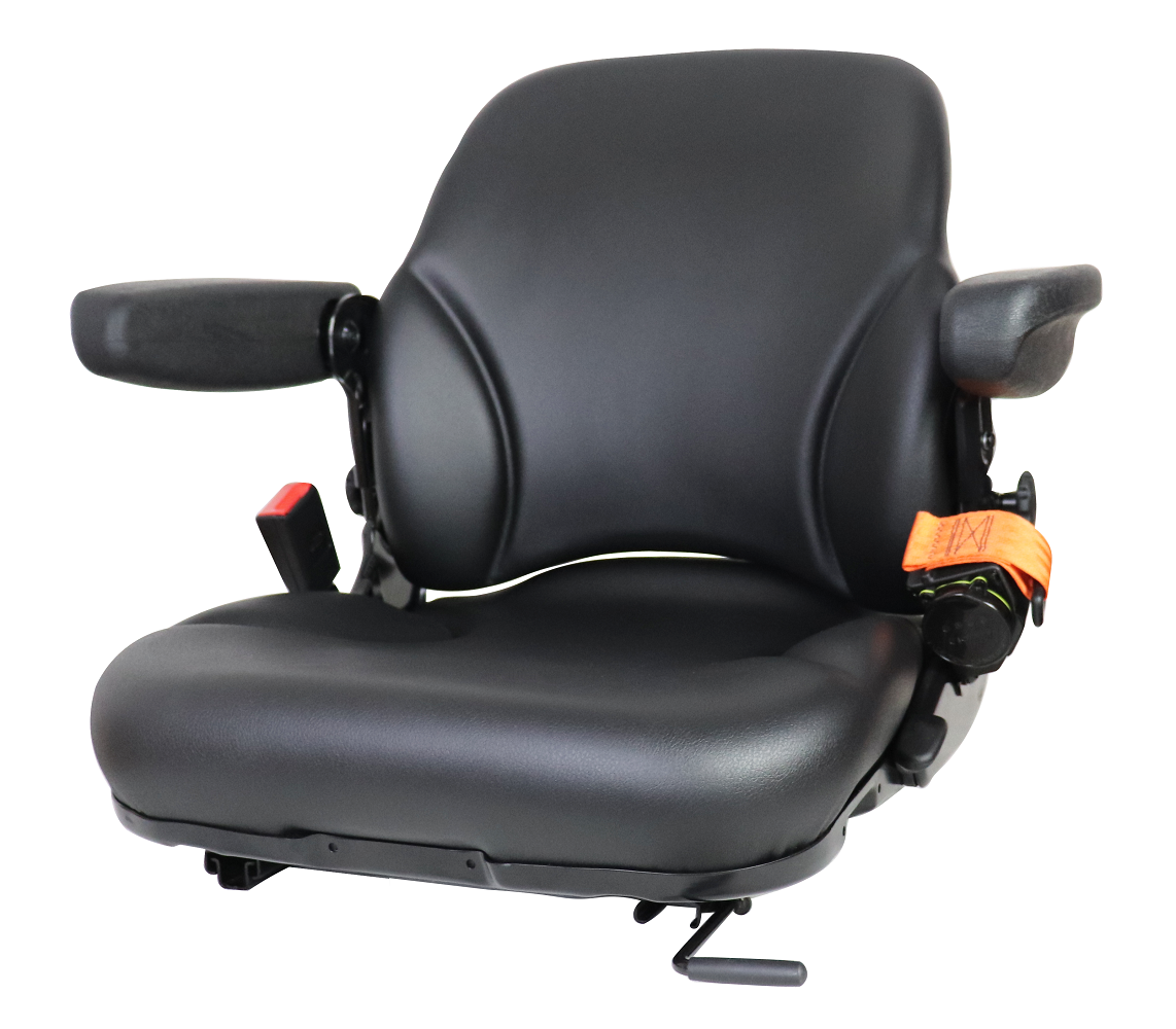 Forklift Replacement Seat w/Armrests & mechanical Suspension - Fits Various Models -Black Vinyl
