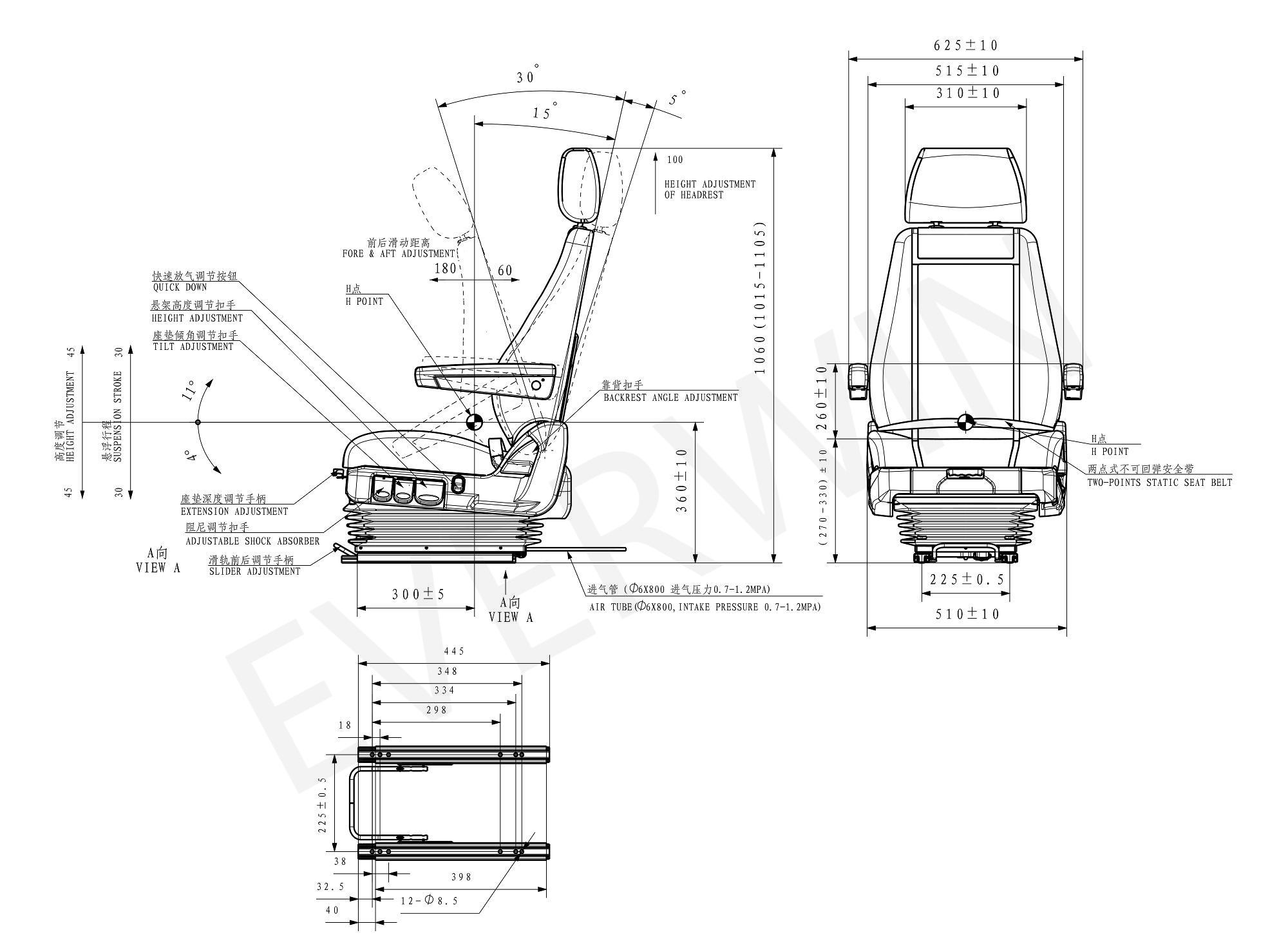 Construction equipment seat suspension comparison